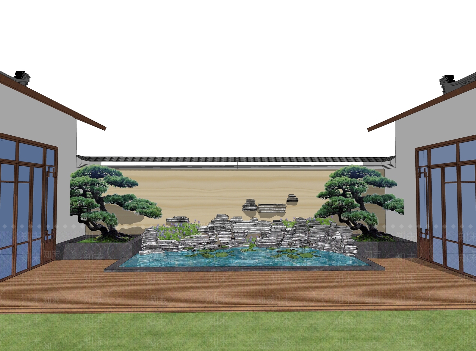 新中式假山SU模型下载【ID:1217107851】