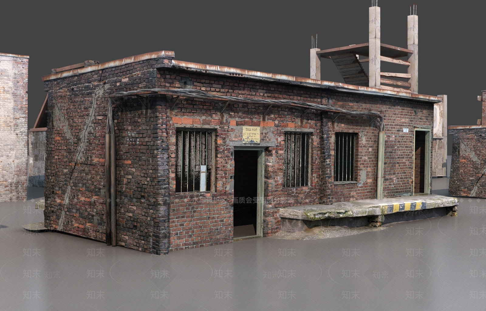 工业复古风厂房3D模型下载【ID:1217107542】