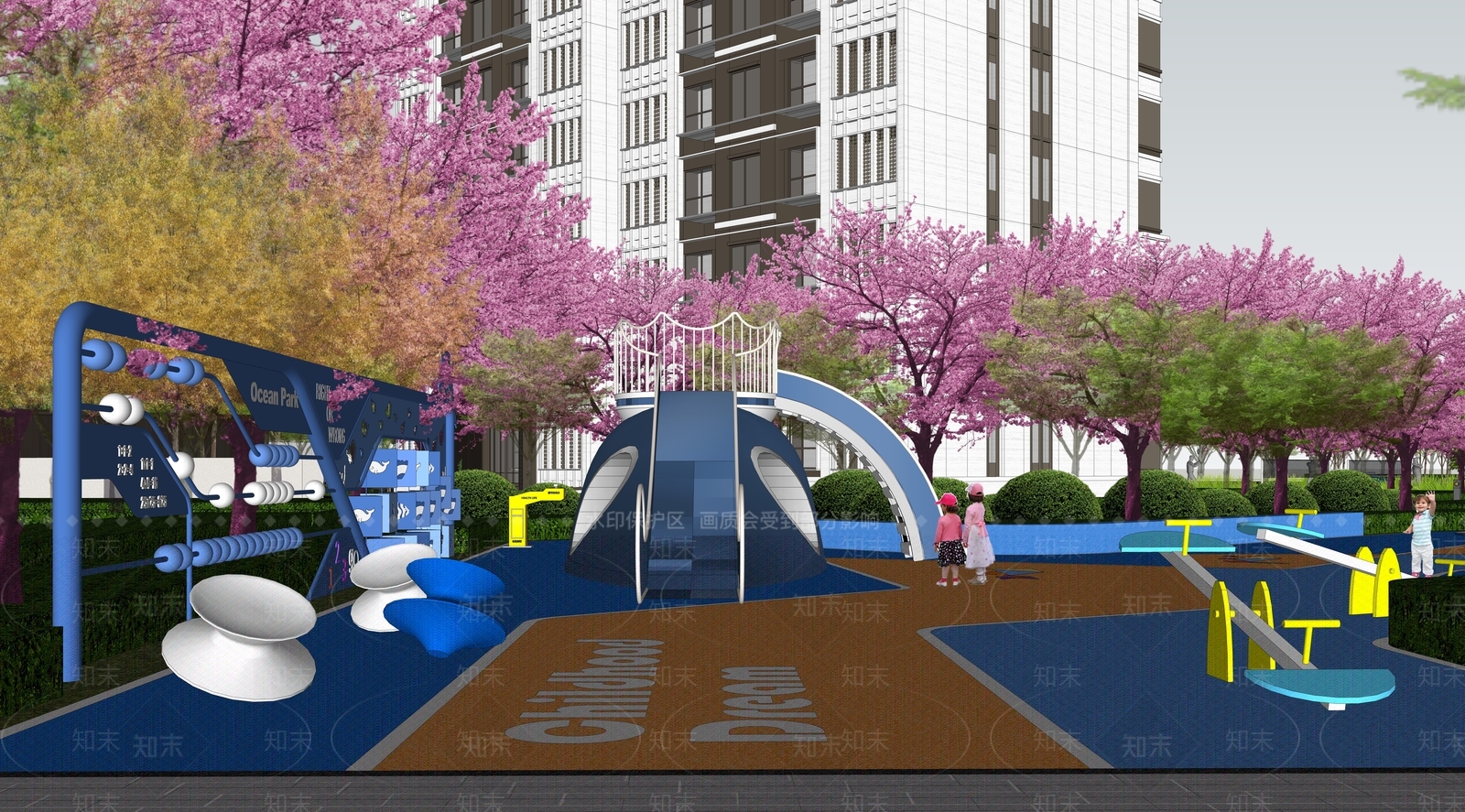 现代儿童友好型景观儿童游乐空间SU模型下载【ID:1217109712】