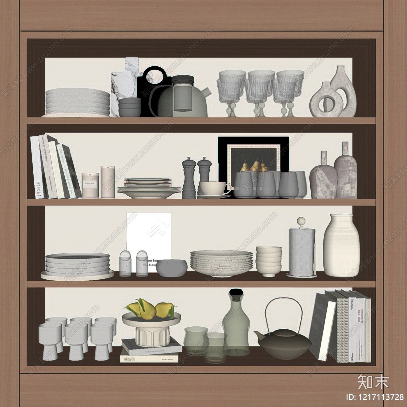 现代简约厨房用品组合SU模型下载【ID:1217113728】