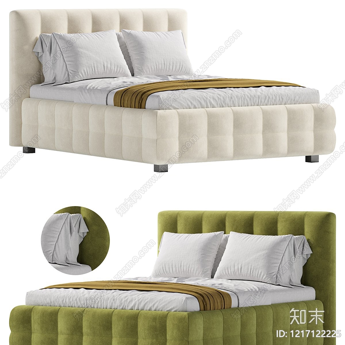 现代简约床品3D模型下载【ID:1217122225】