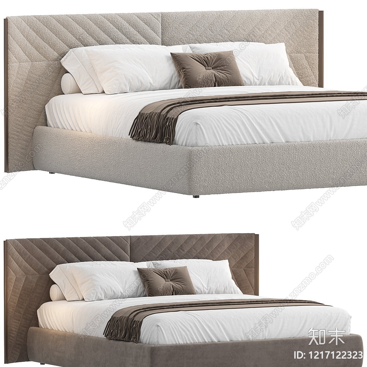 现代简约床品3D模型下载【ID:1217122323】