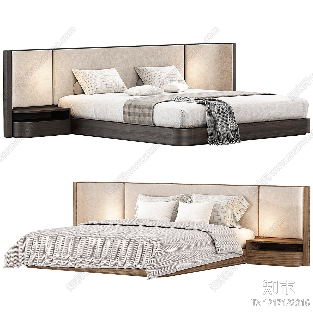 现代简约床品3D模型下载【ID:1217122316】