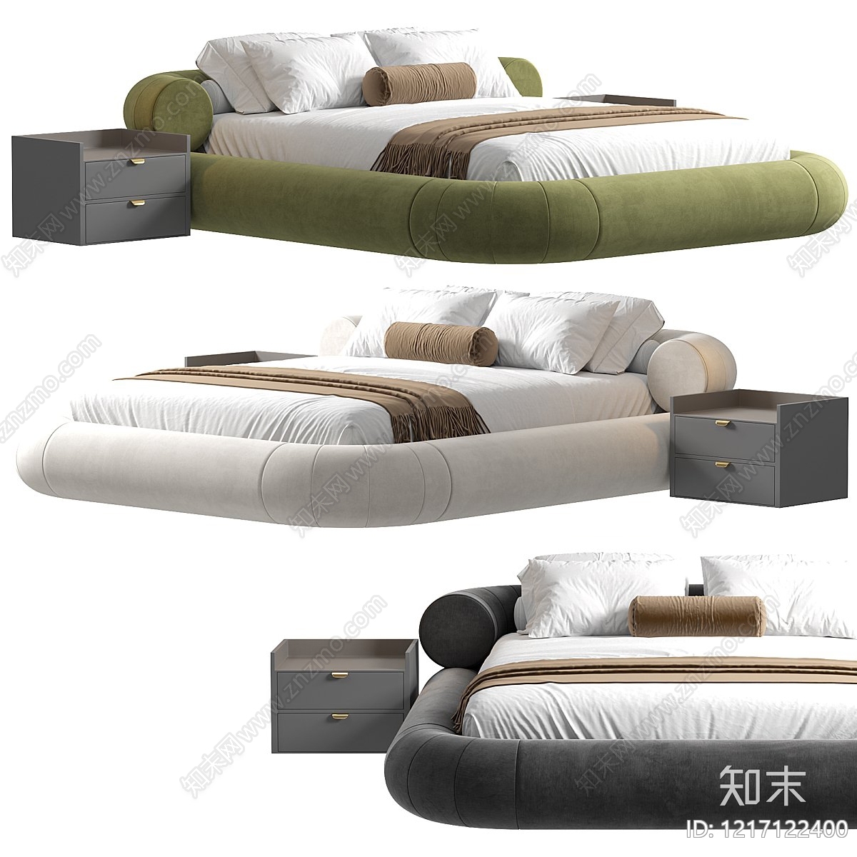 现代简约床品3D模型下载【ID:1217122400】
