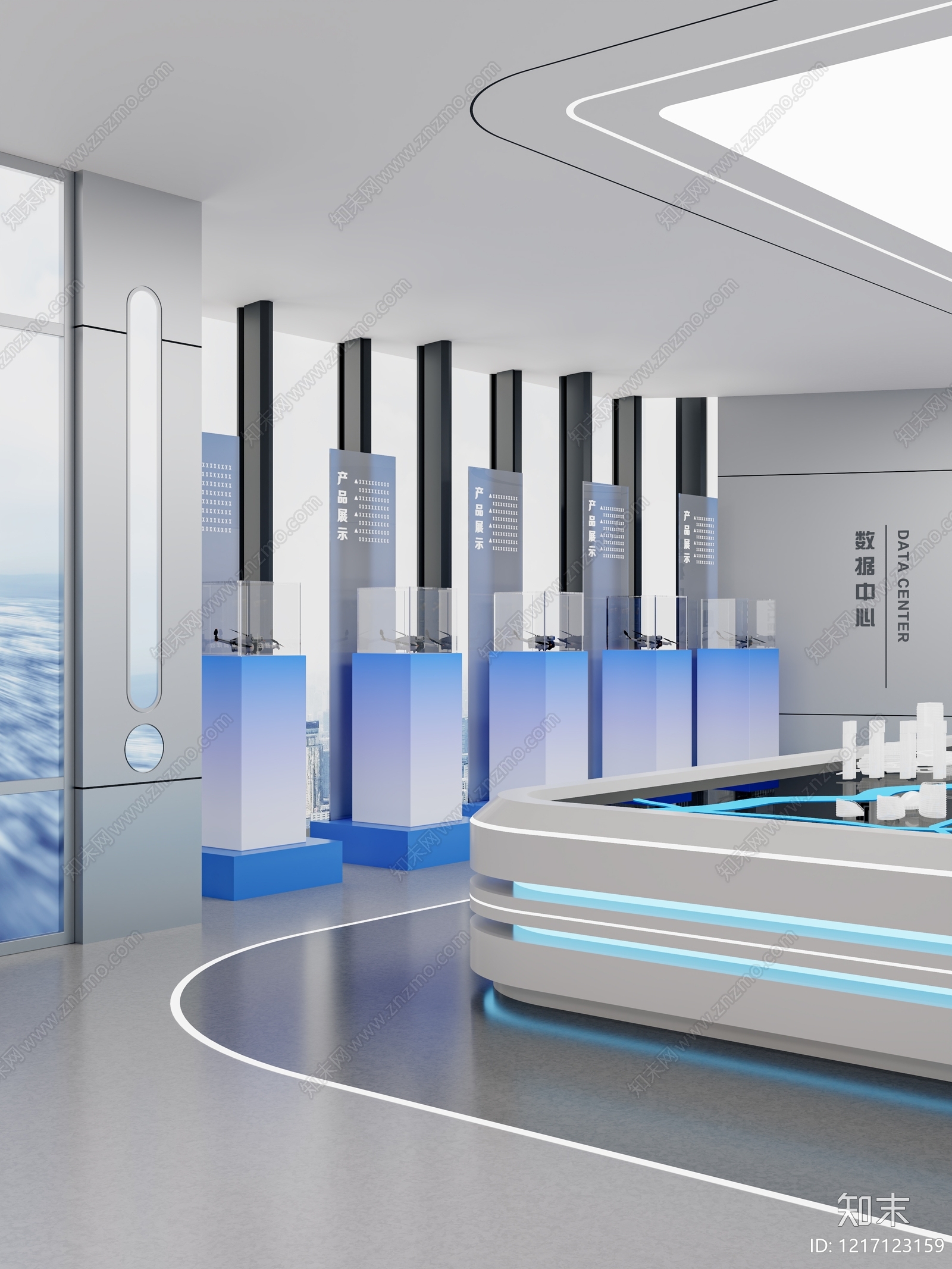 科技感现代极简科技展厅3D模型下载【ID:1217123159】
