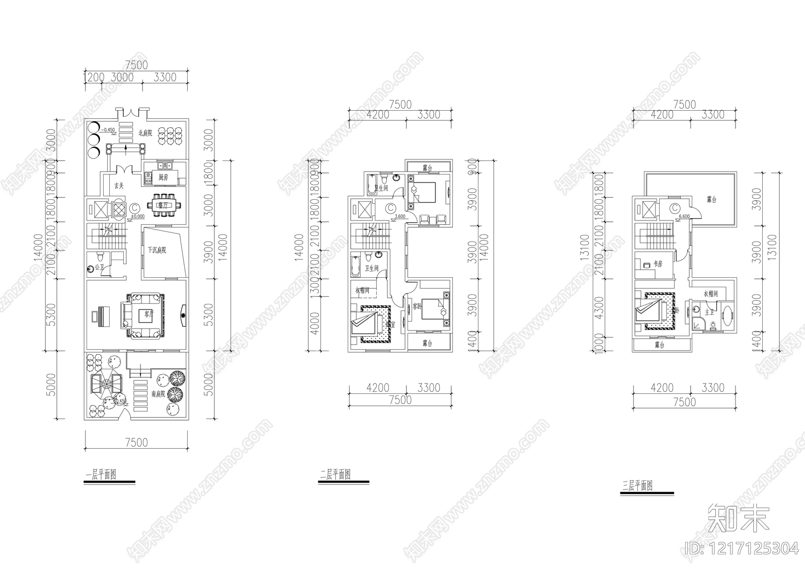 现代简约别墅建筑cad施工图下载【ID:1217125304】
