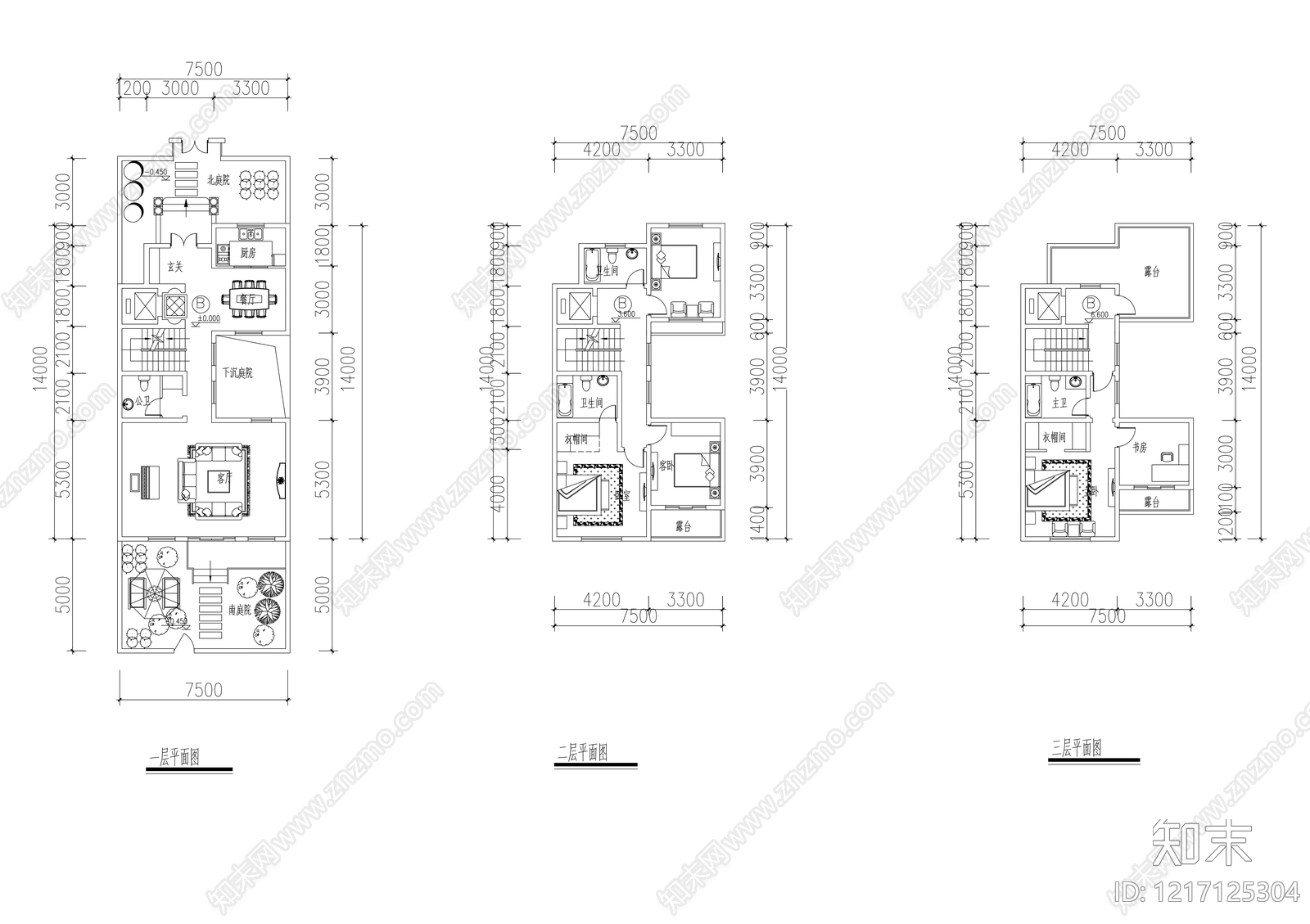 现代简约别墅建筑cad施工图下载【ID:1217125304】