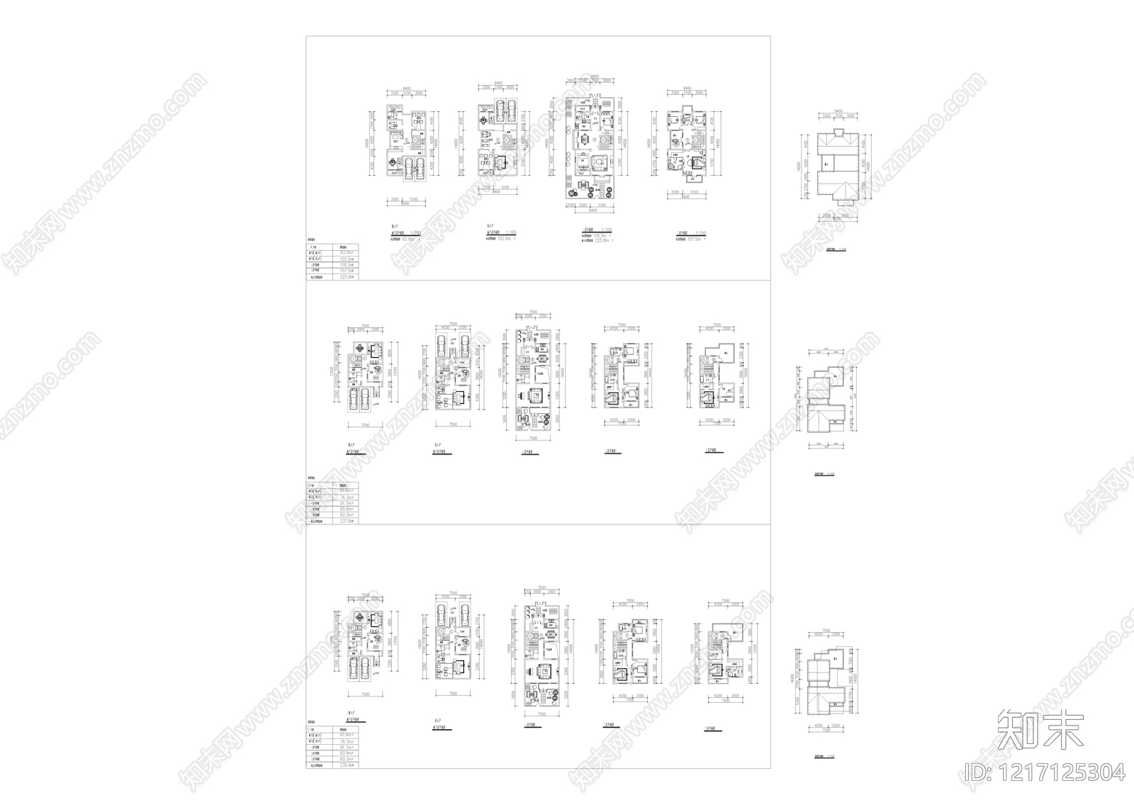 现代简约别墅建筑cad施工图下载【ID:1217125304】