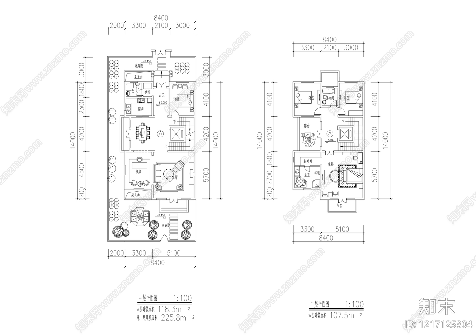 现代简约别墅建筑cad施工图下载【ID:1217125304】
