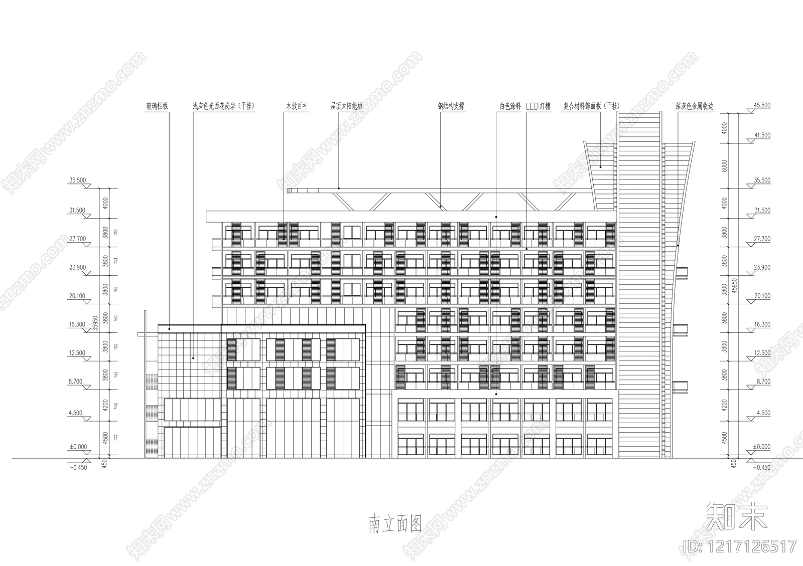 现代简约酒店建筑cad施工图下载【ID:1217126517】