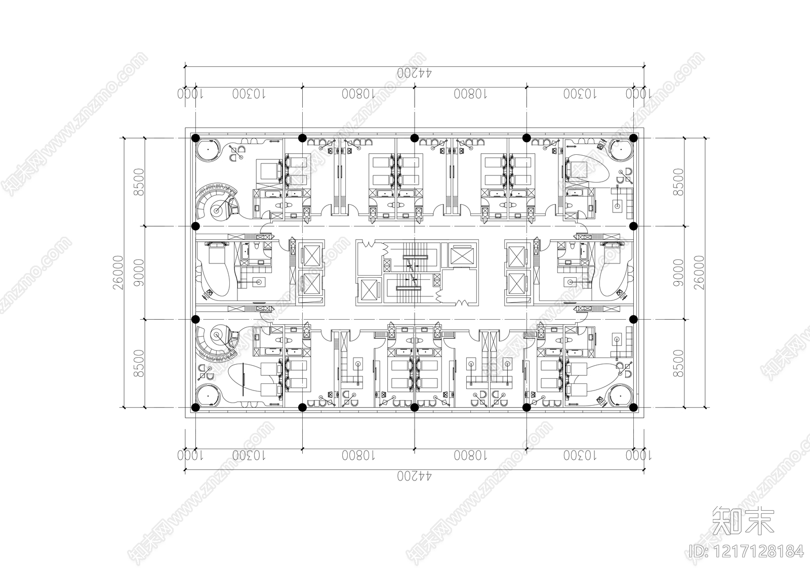 公寓建筑cad施工图下载【ID:1217128184】