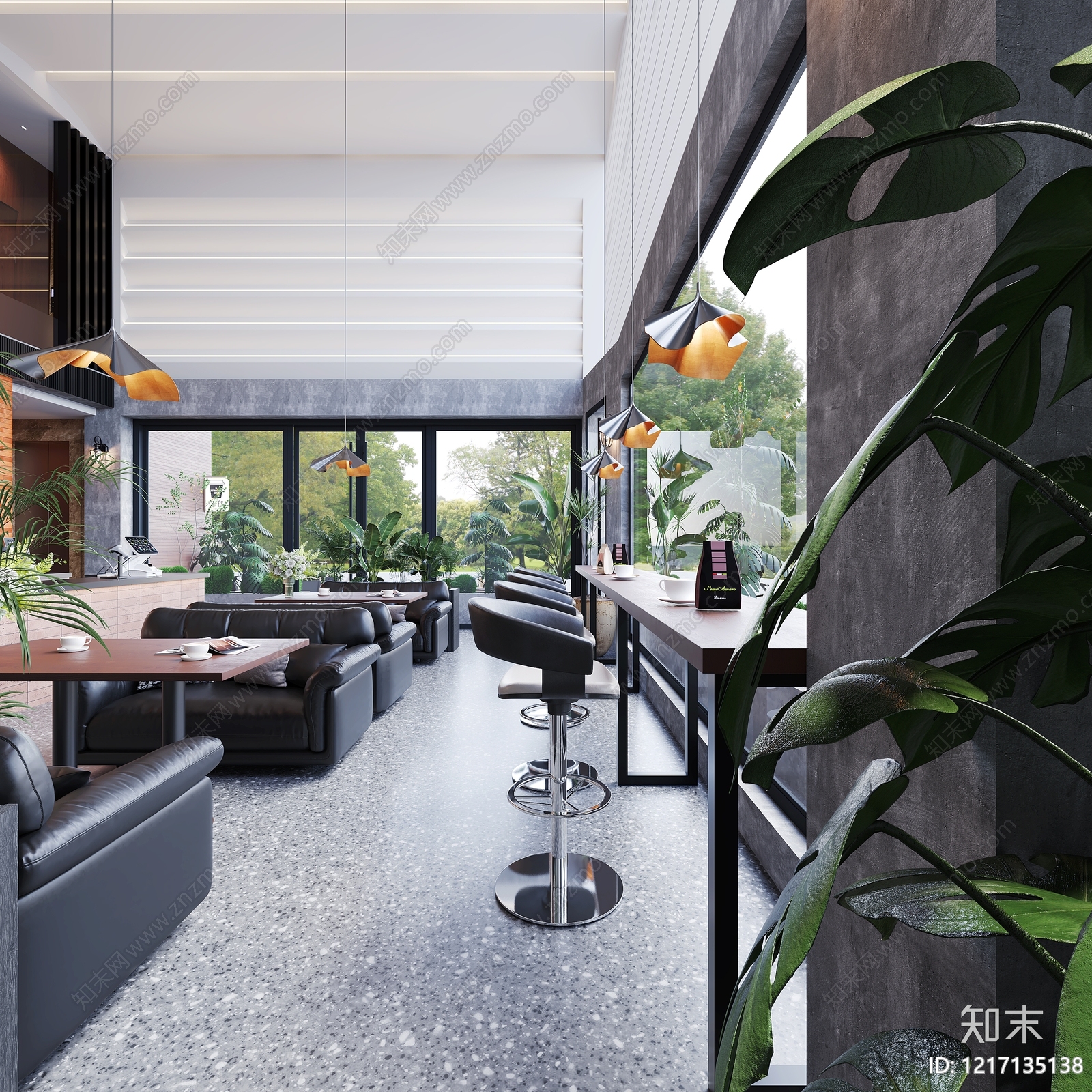 现代工业风咖啡厅3D模型下载【ID:1217135138】