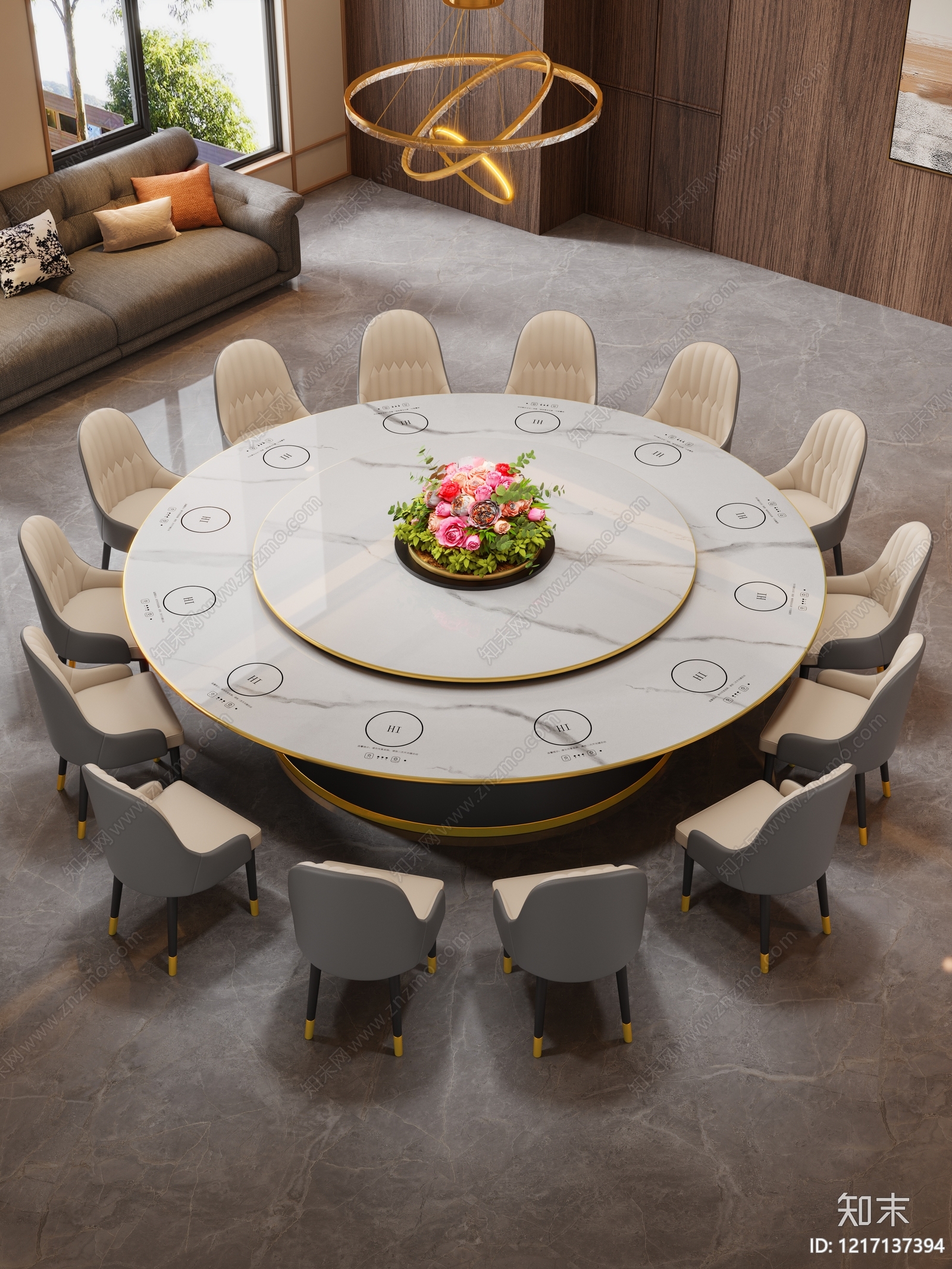 现代简约餐桌3D模型下载【ID:1217137394】