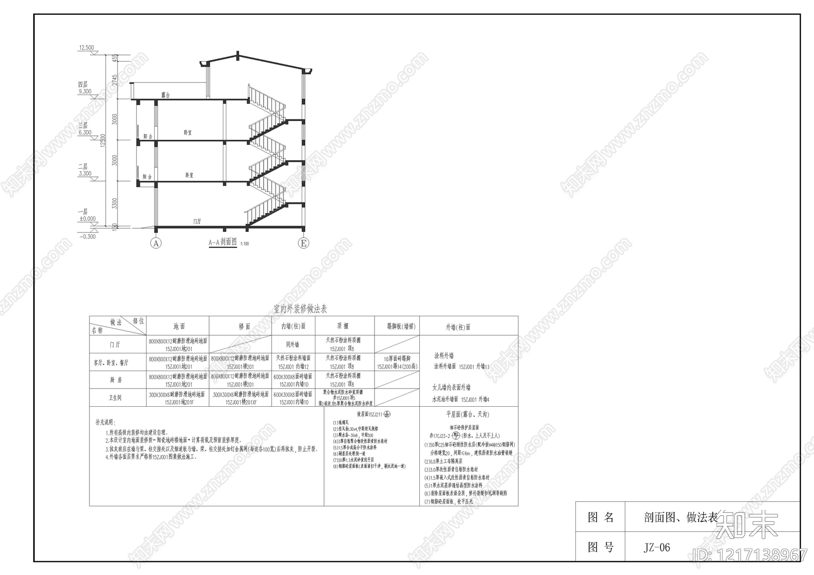 中式别墅建筑cad施工图下载【ID:1217138967】