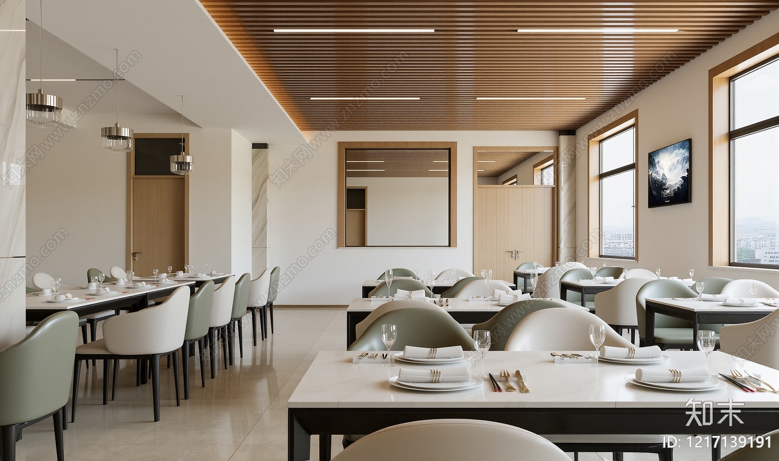 现代简约酒店餐厅3D模型下载【ID:1217139191】