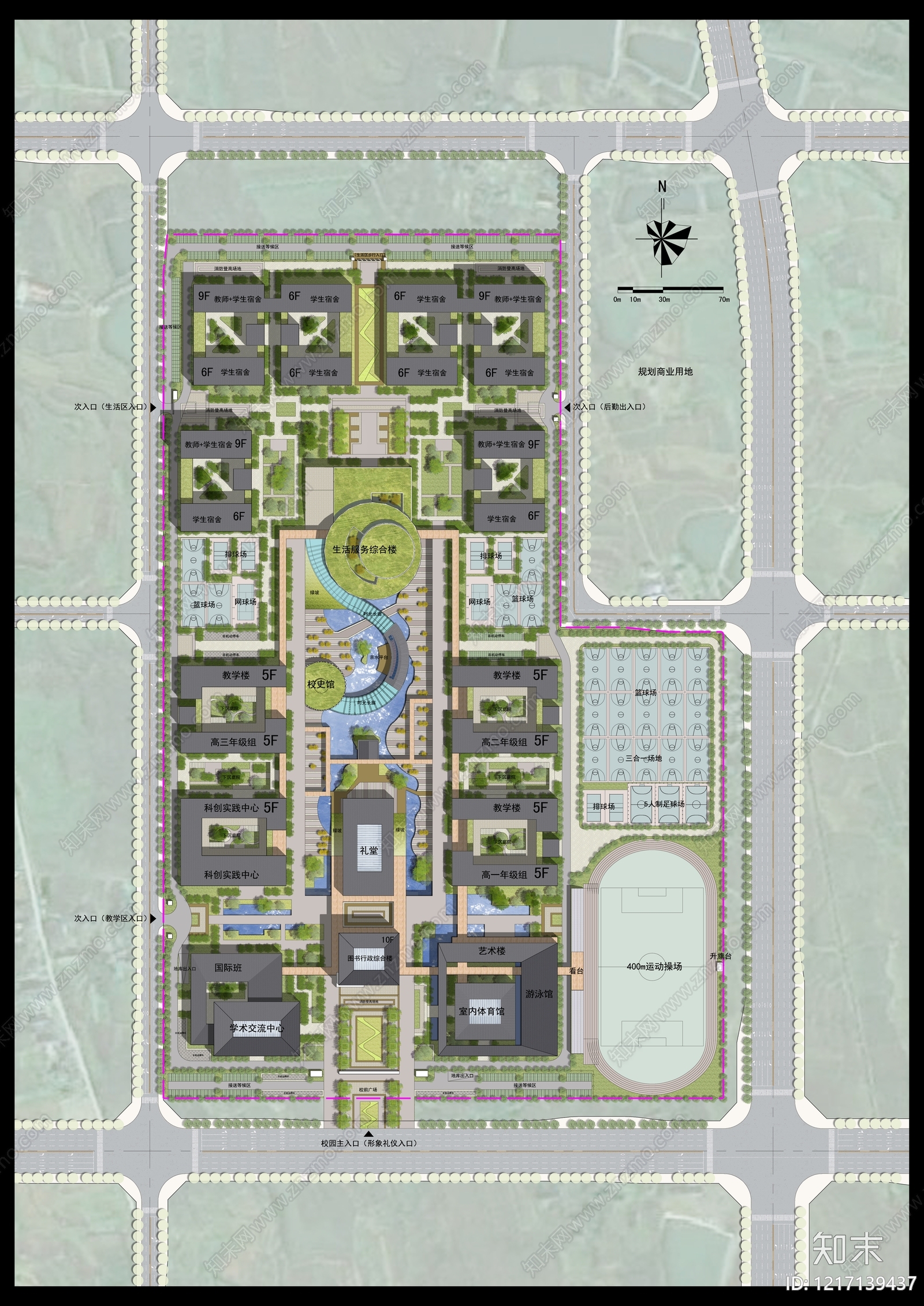 新中式学校建筑CAD图纸