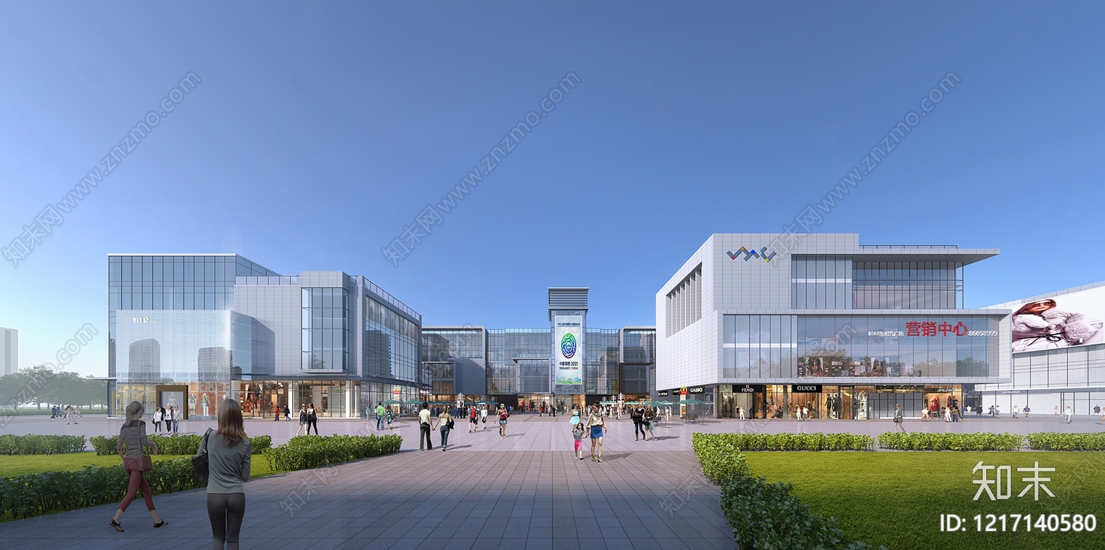 现代主义商业综合体3D模型下载【ID:1217140580】