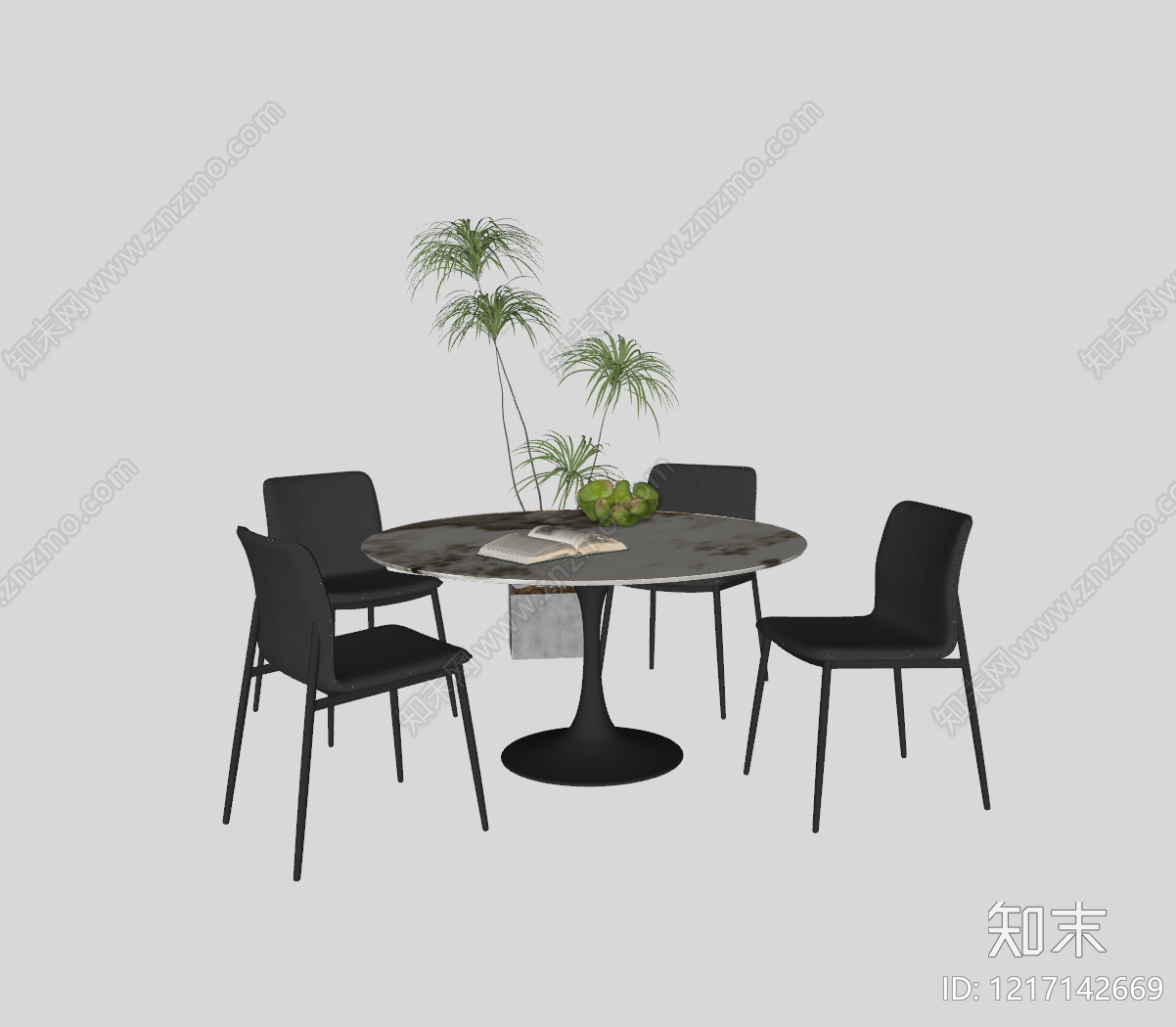 极简餐桌椅SU模型下载【ID:1217142669】