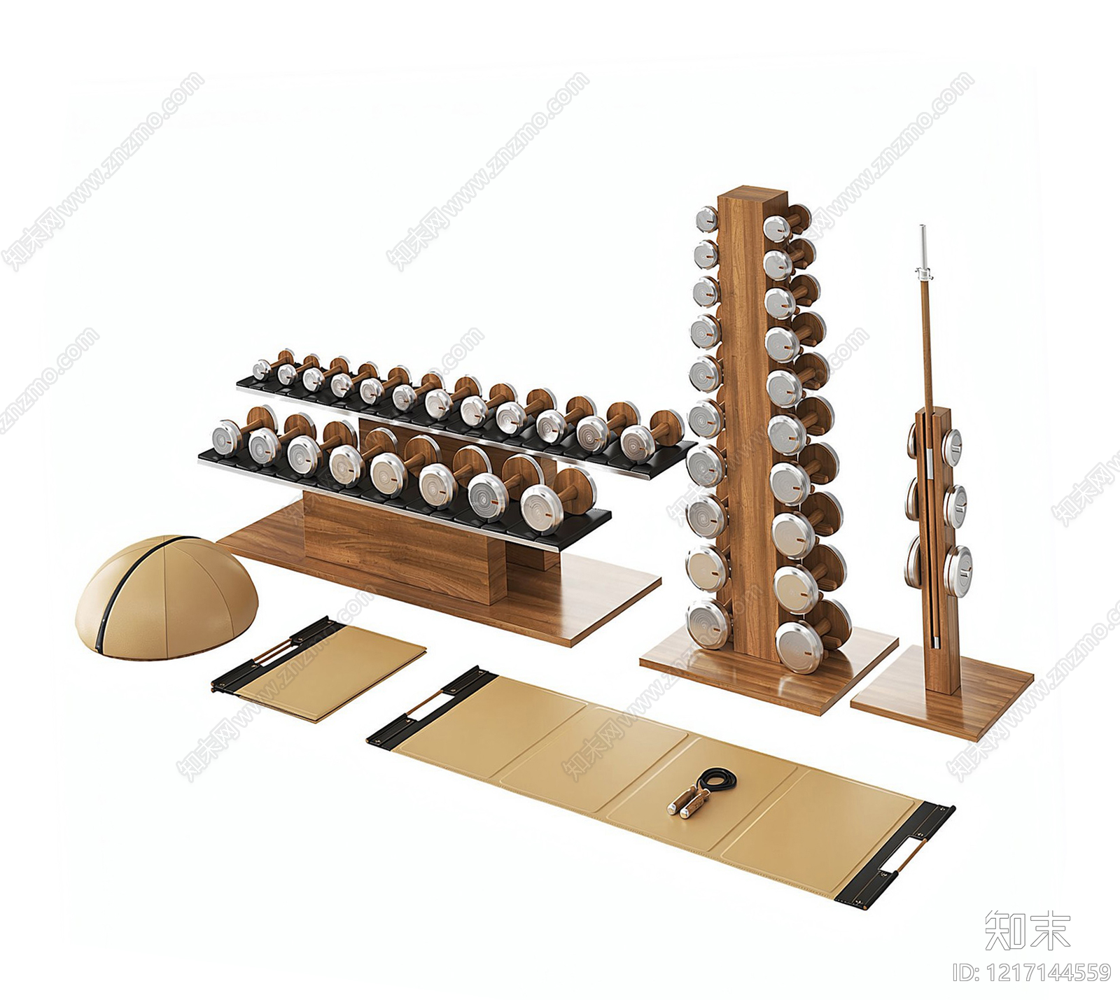 原木轻奢健身器材SU模型下载【ID:1217144559】