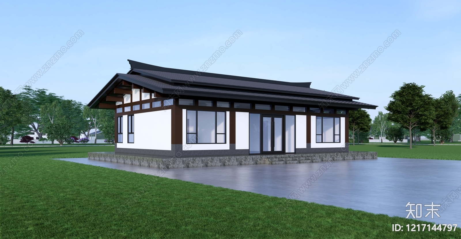 新中式乡村民房SU模型下载【ID:1217144797】