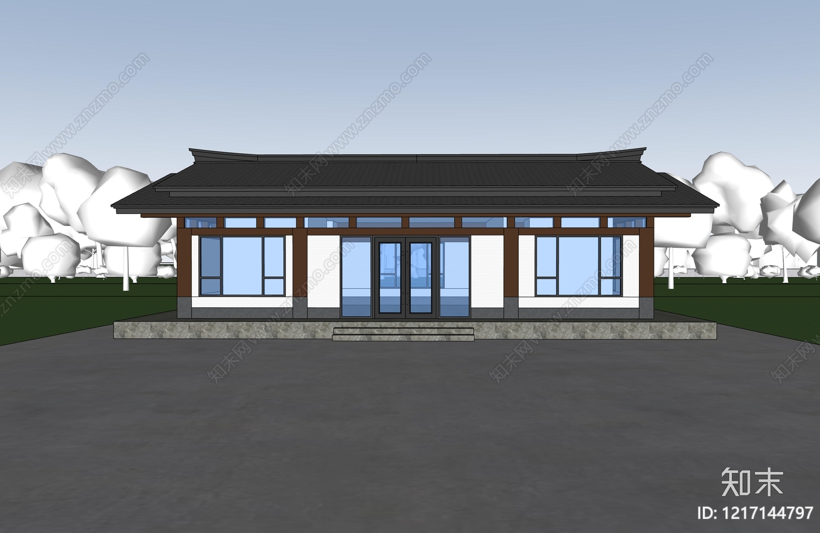 新中式乡村民房SU模型下载【ID:1217144797】