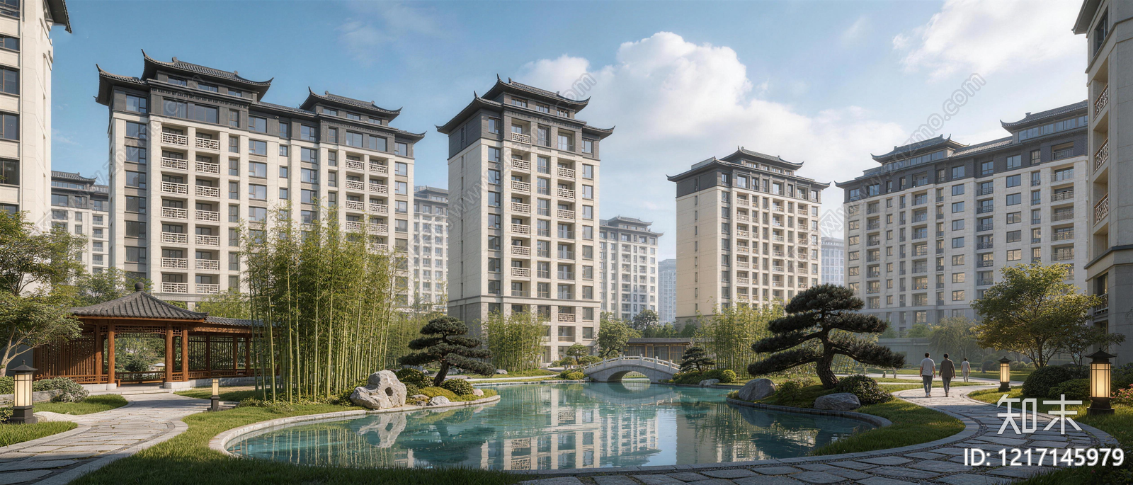 新中式小区HDR贴图下载【ID:1217145979】