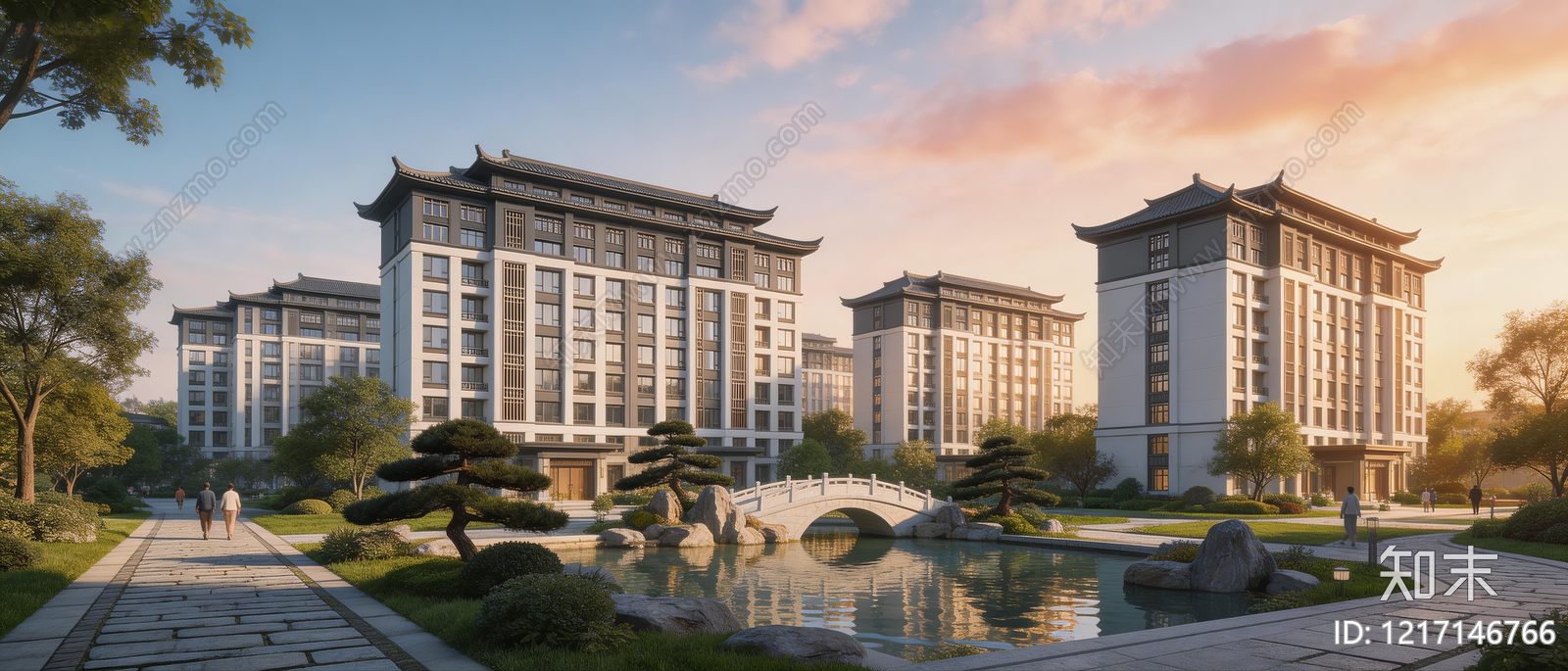 新中式小区HDR贴图下载【ID:1217146766】