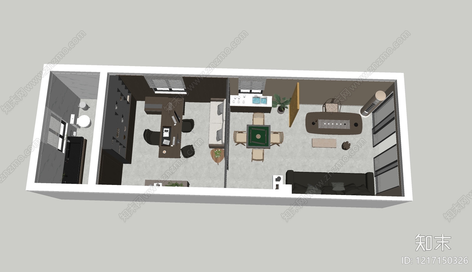 新中式经理办公室SU模型下载【ID:1217150326】