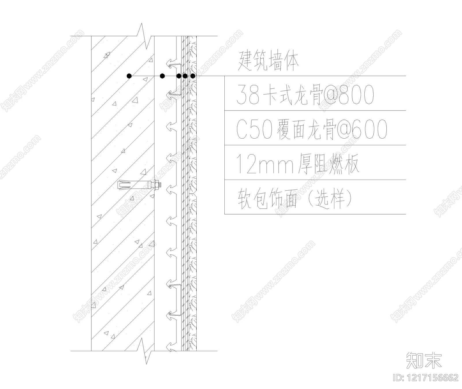 墙面节点cad施工图下载【ID:1217156662】