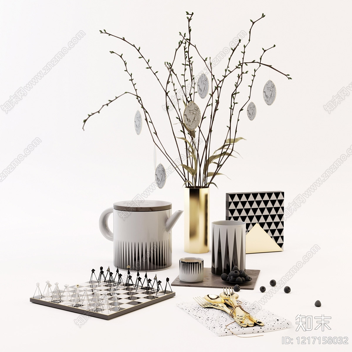 现代极简摆件组合3D模型下载【ID:1217158032】
