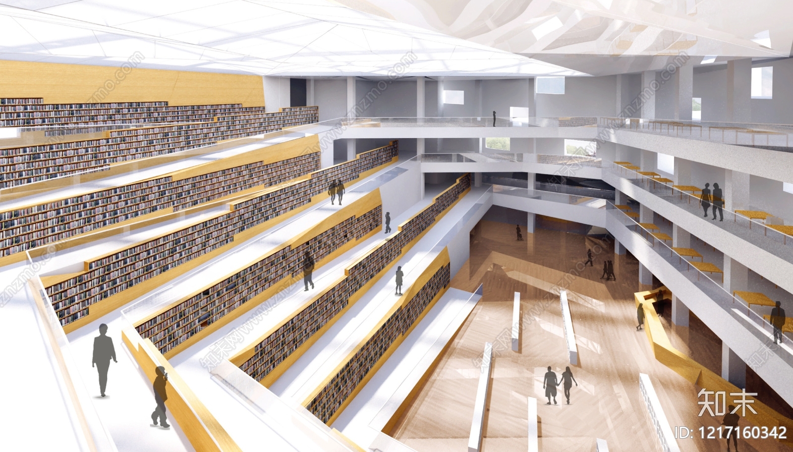 现代图书馆建筑cad施工图下载【ID:1217160342】