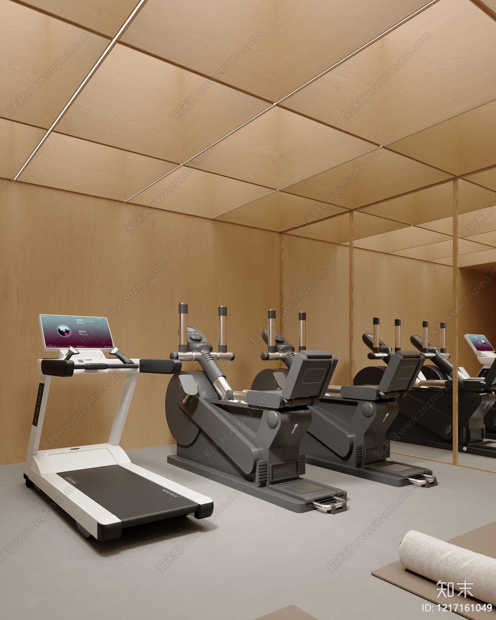原木极简健身房3D模型下载【ID:1217161049】