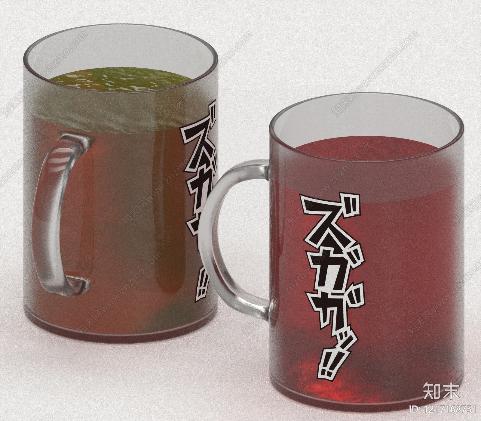 日式动漫风餐具3D模型渲染效果图