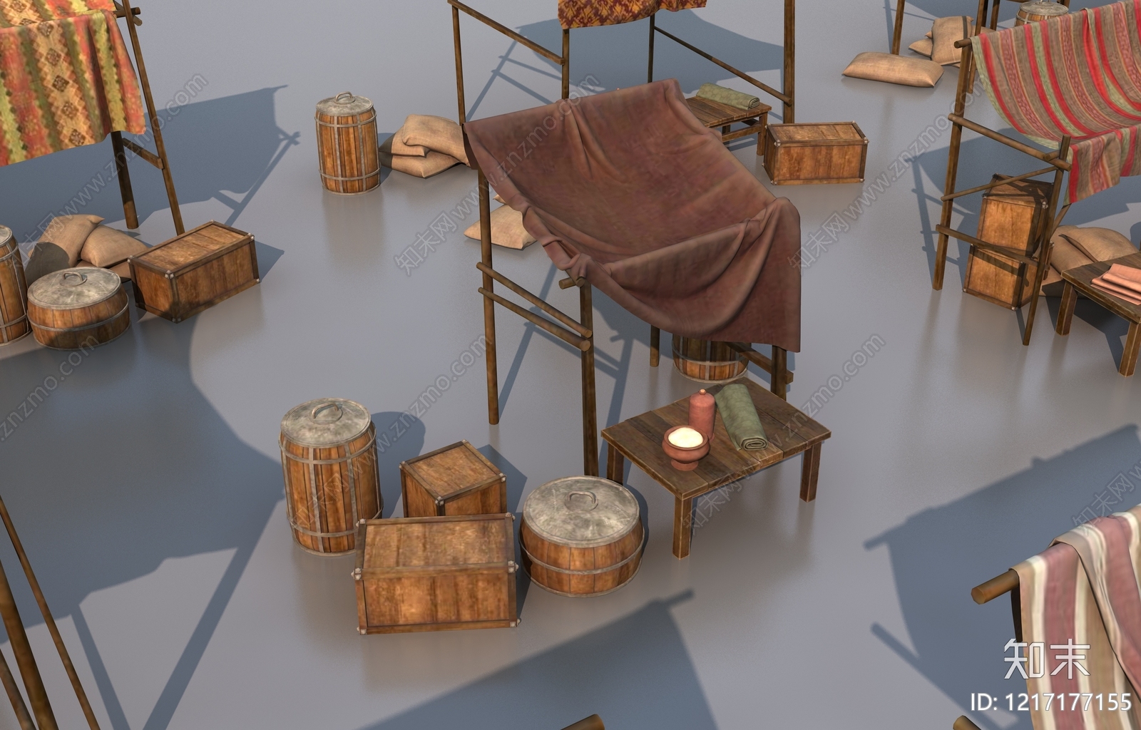 复古市集风帐篷3D模型下载【ID:1217177155】