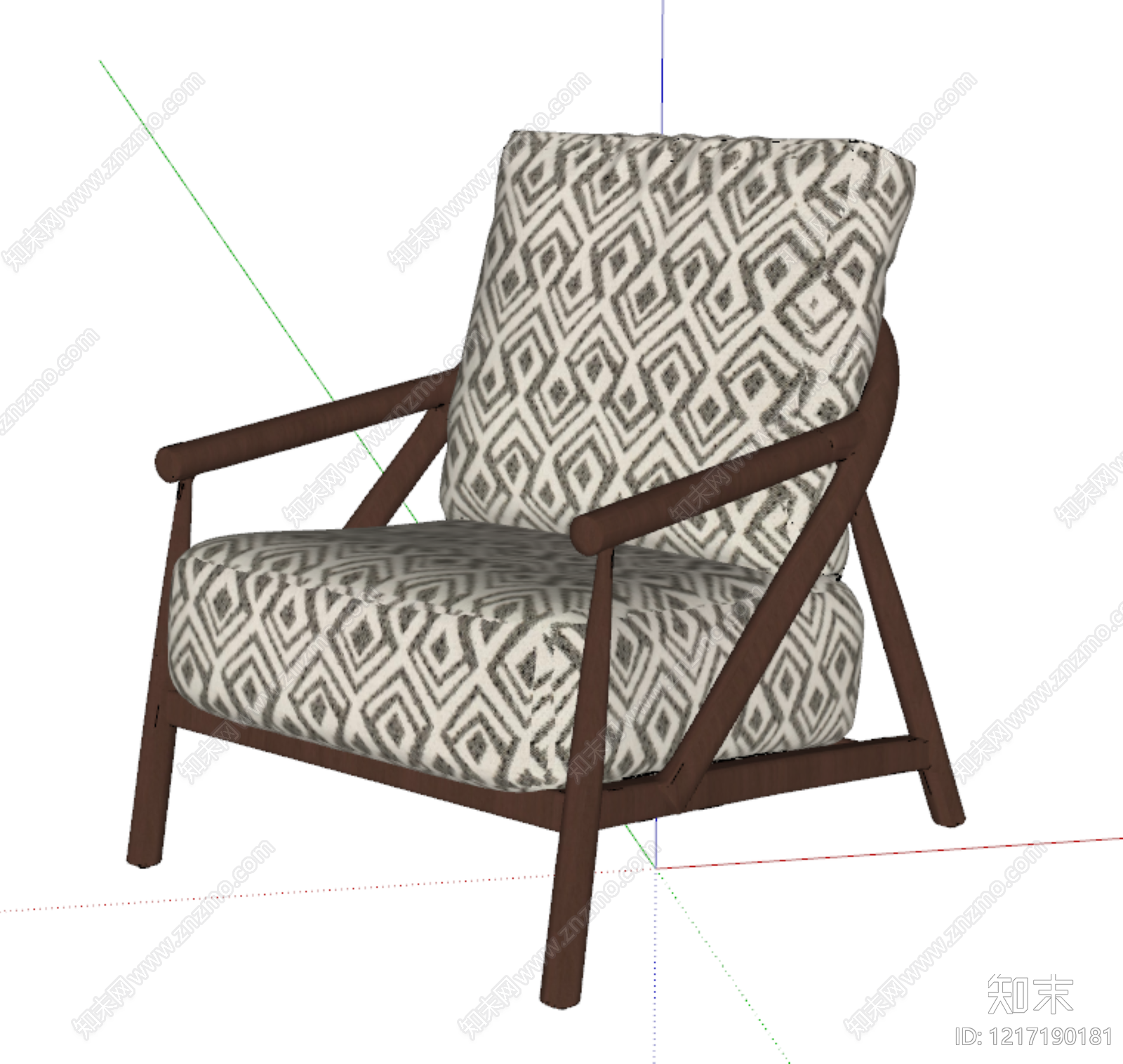 中古风单人沙发SU模型下载【ID:1217190181】