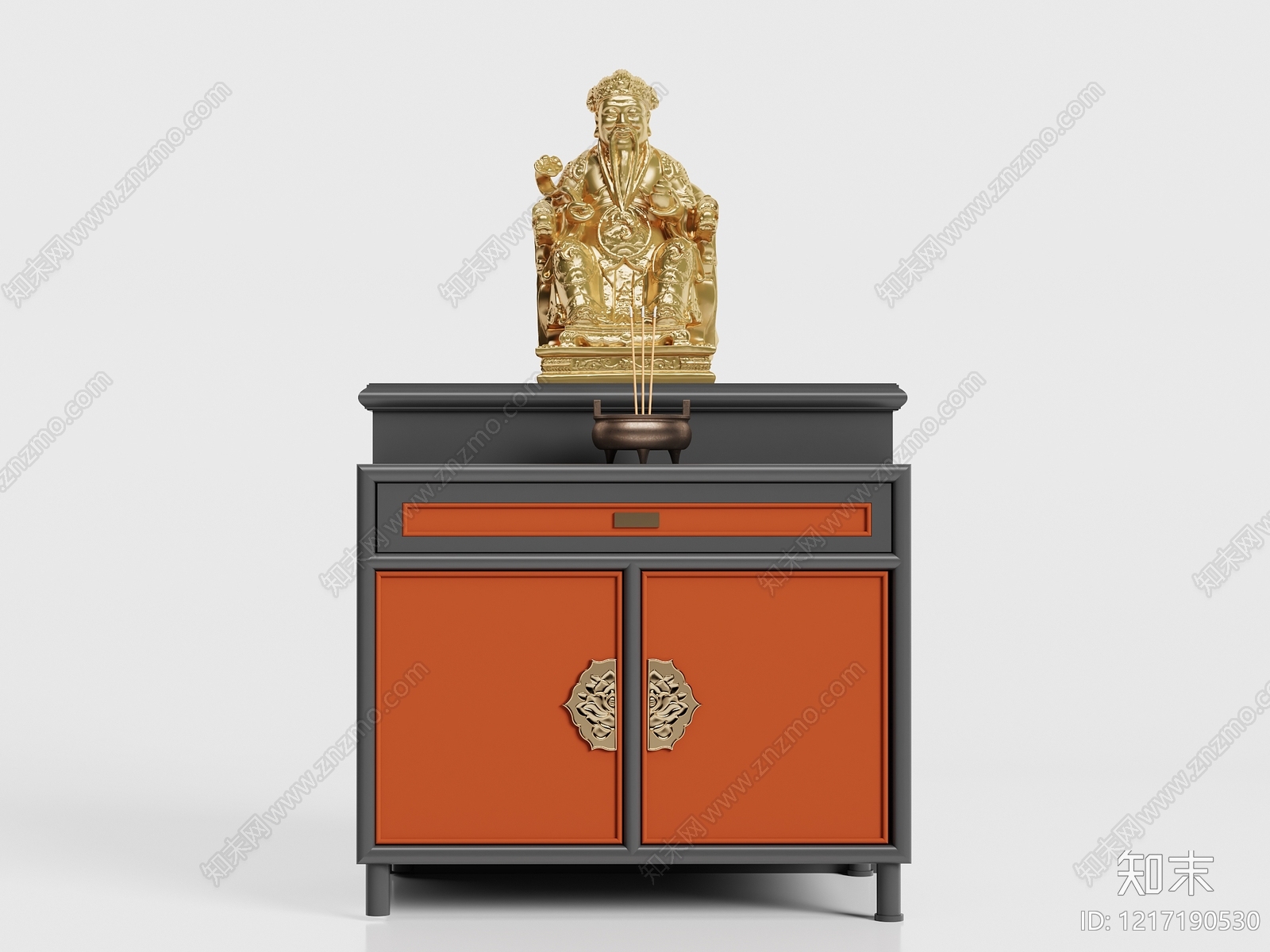 新中式佛龛3D模型渲染效果图