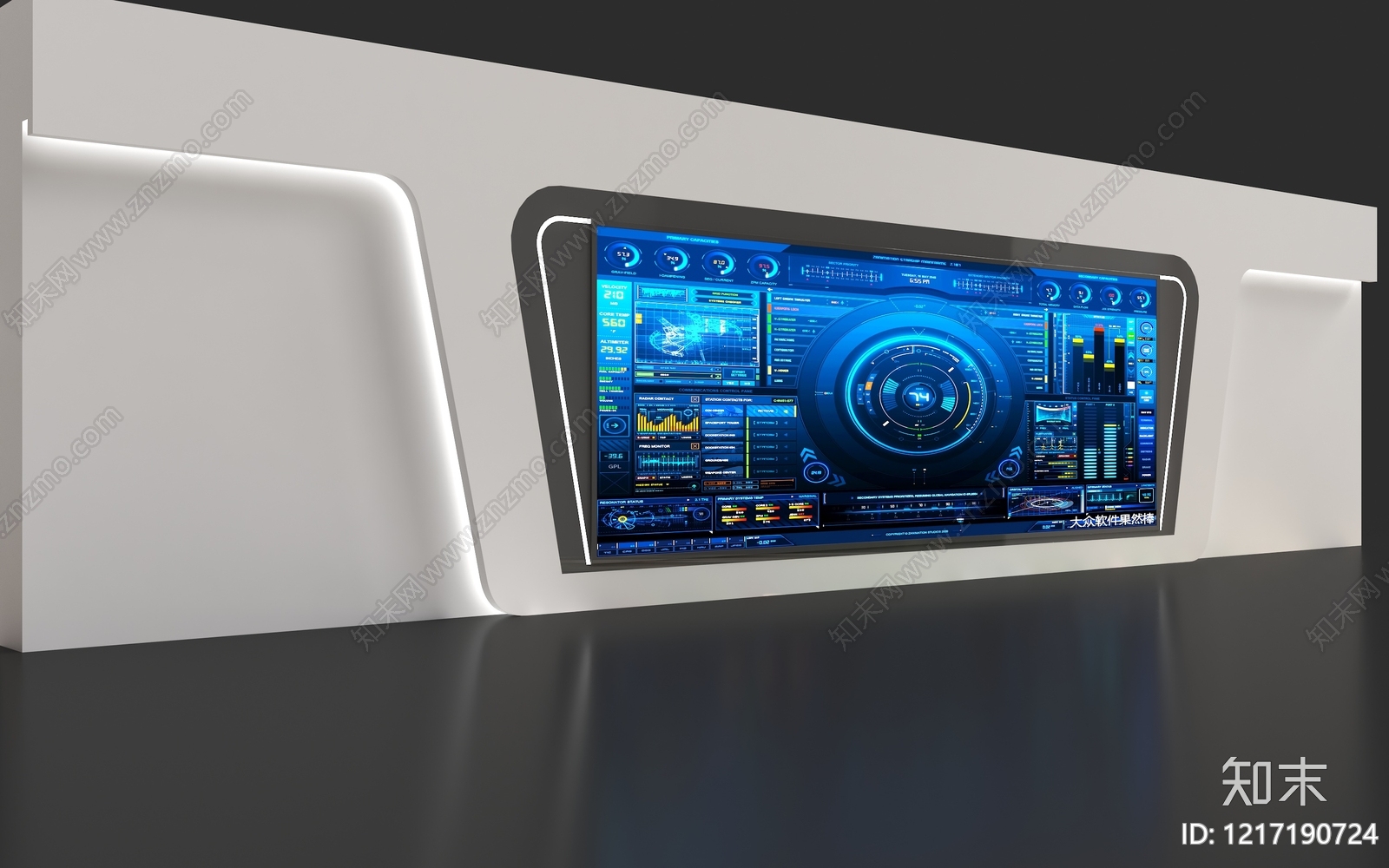 科技感现代简约电视背景墙3D模型下载【ID:1217190724】