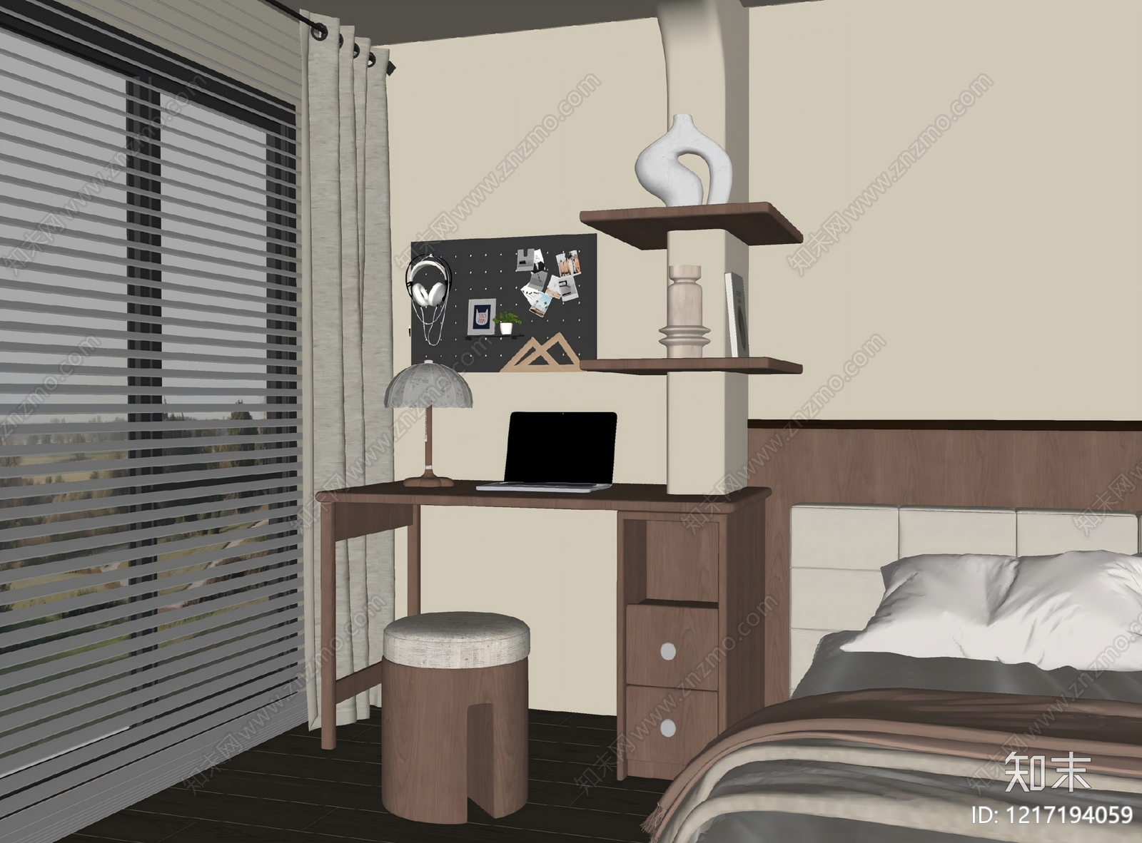 现代书桌椅SU模型下载【ID:1217194059】
