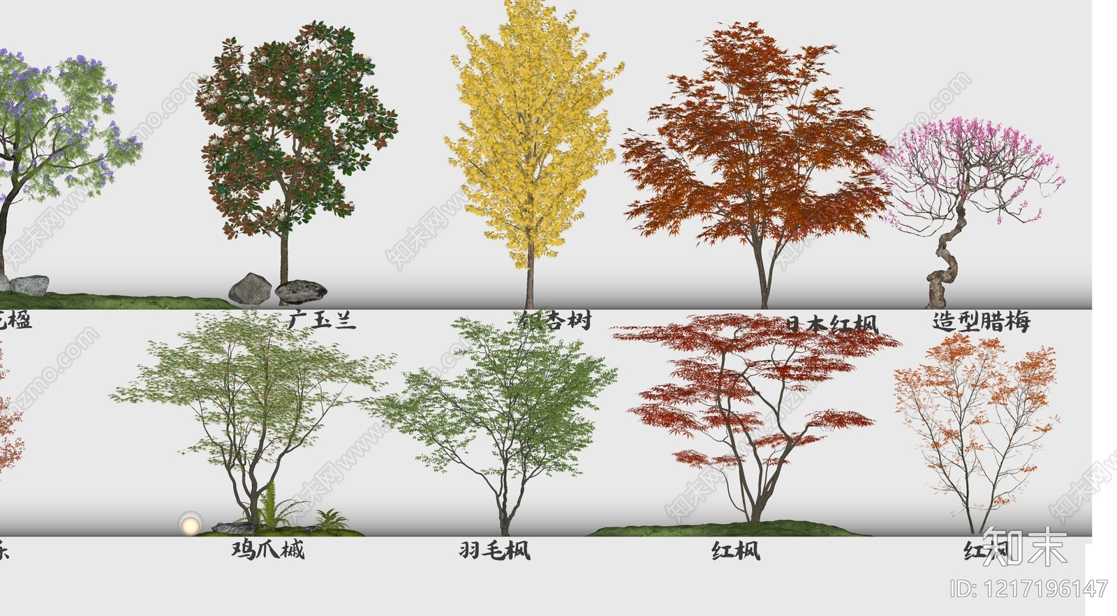 新中式景观乔木SU模型下载【ID:1217196147】