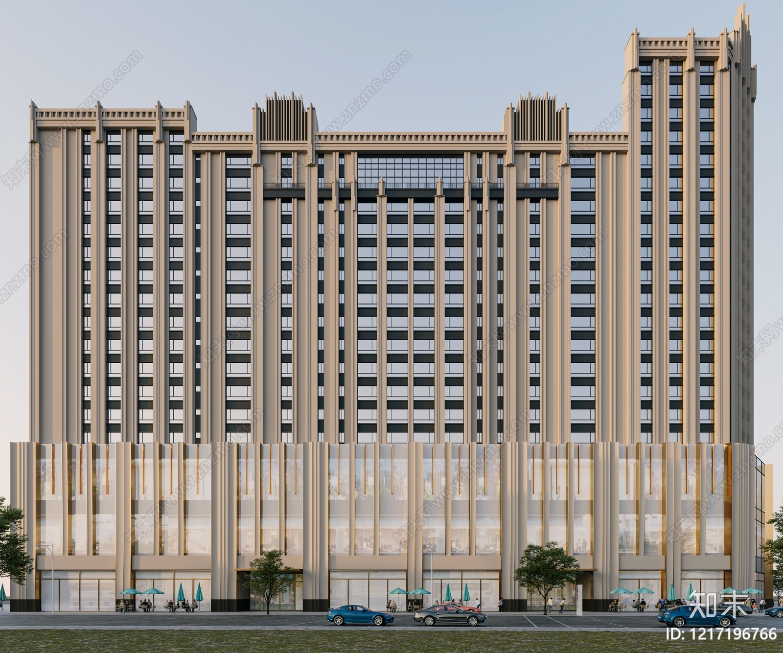 ArtDeco风格酒店外观3D模型下载【ID:1217196766】