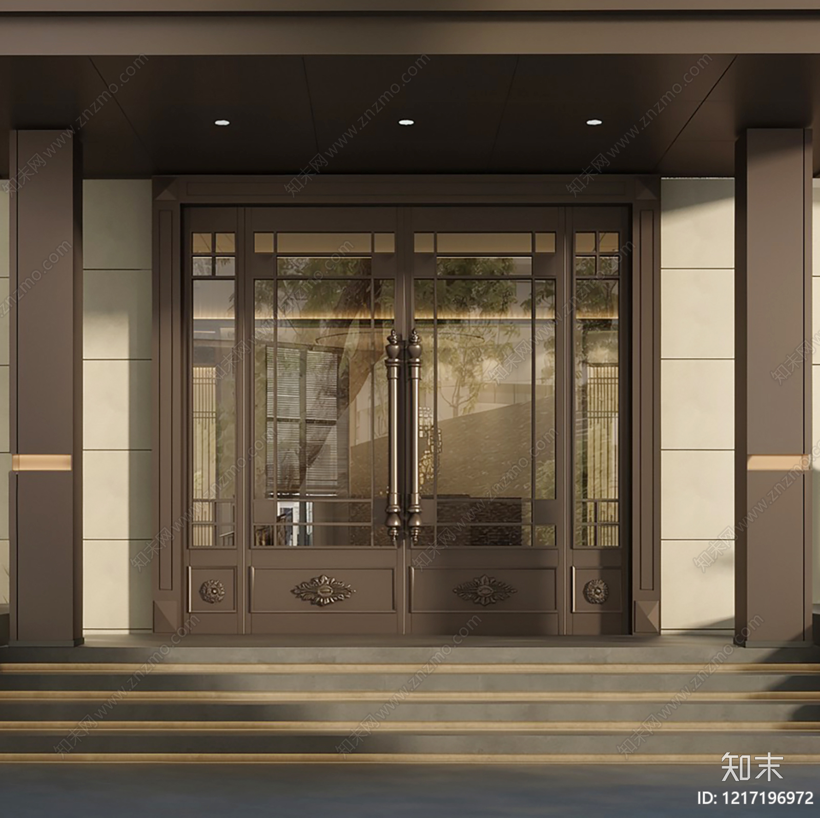 新中式大门SU模型下载【ID:1217196972】
