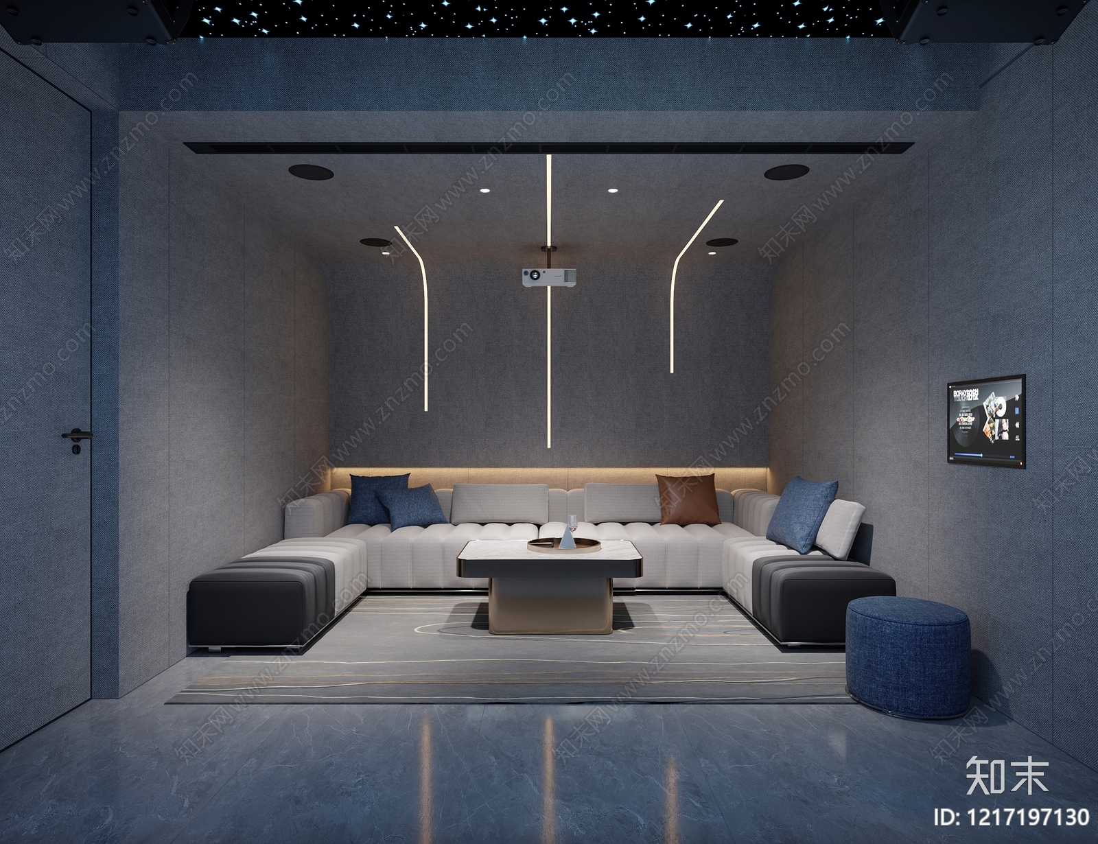 现代极简影音室3D模型下载【ID:1217197130】