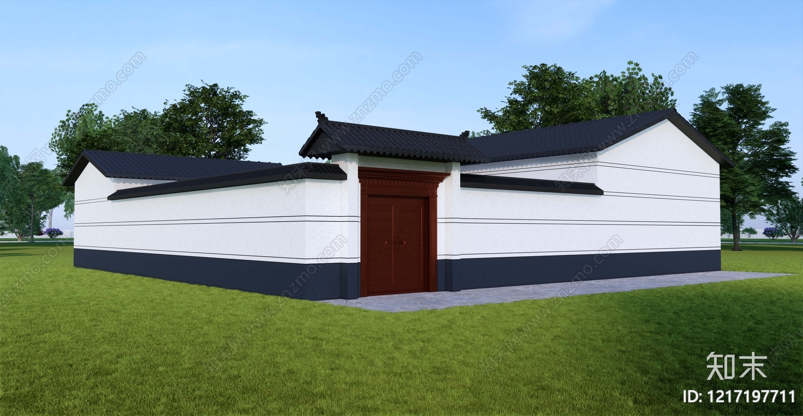 新中式四合院SU模型下载【ID:1217197711】