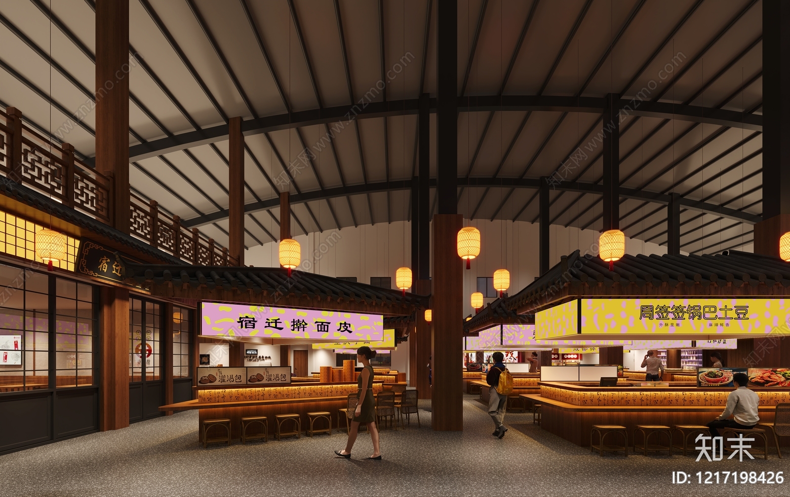 新中式菜市场3D模型下载【ID:1217198426】