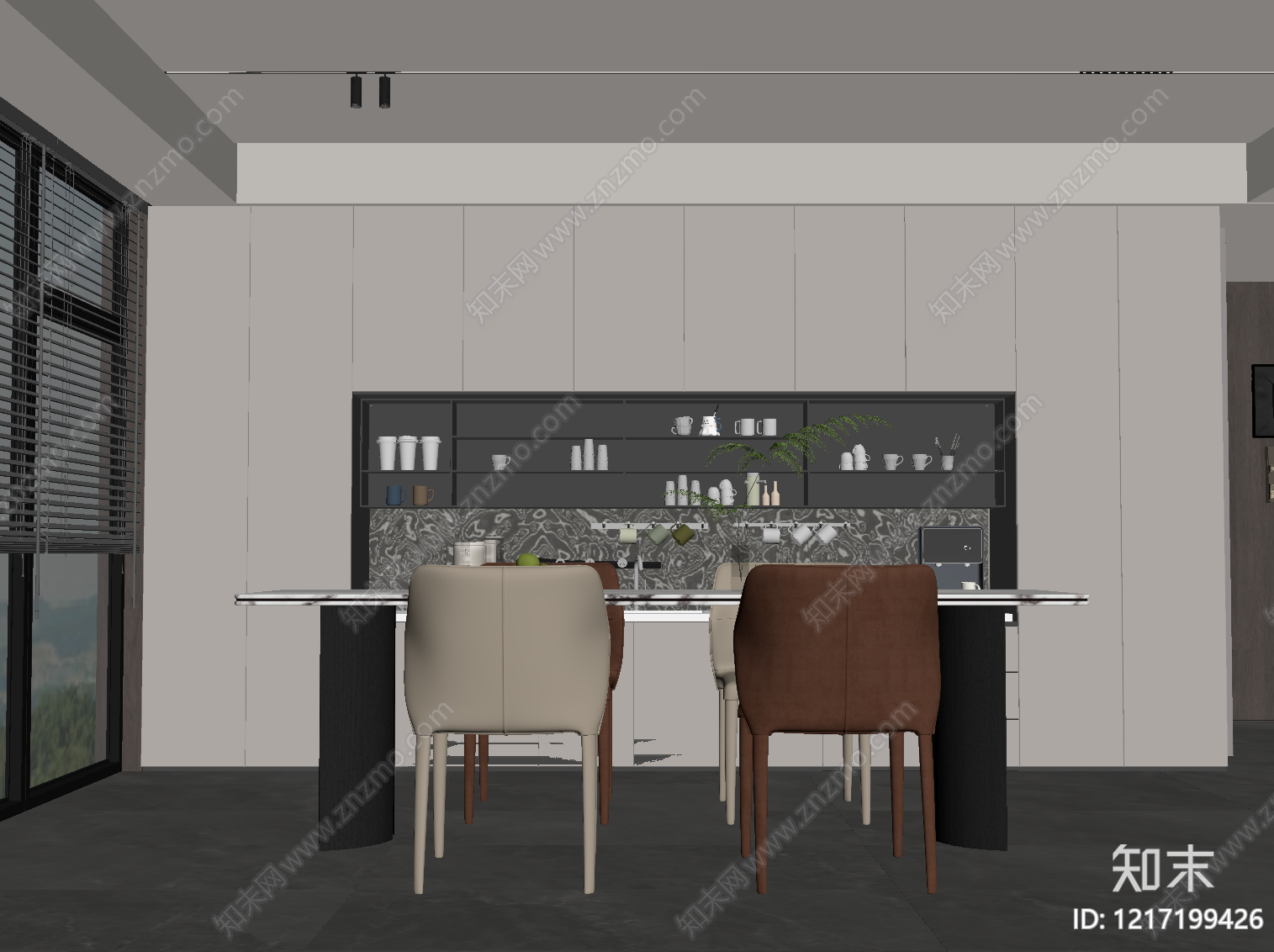 现代简约家居餐厅SU模型下载【ID:1217199426】