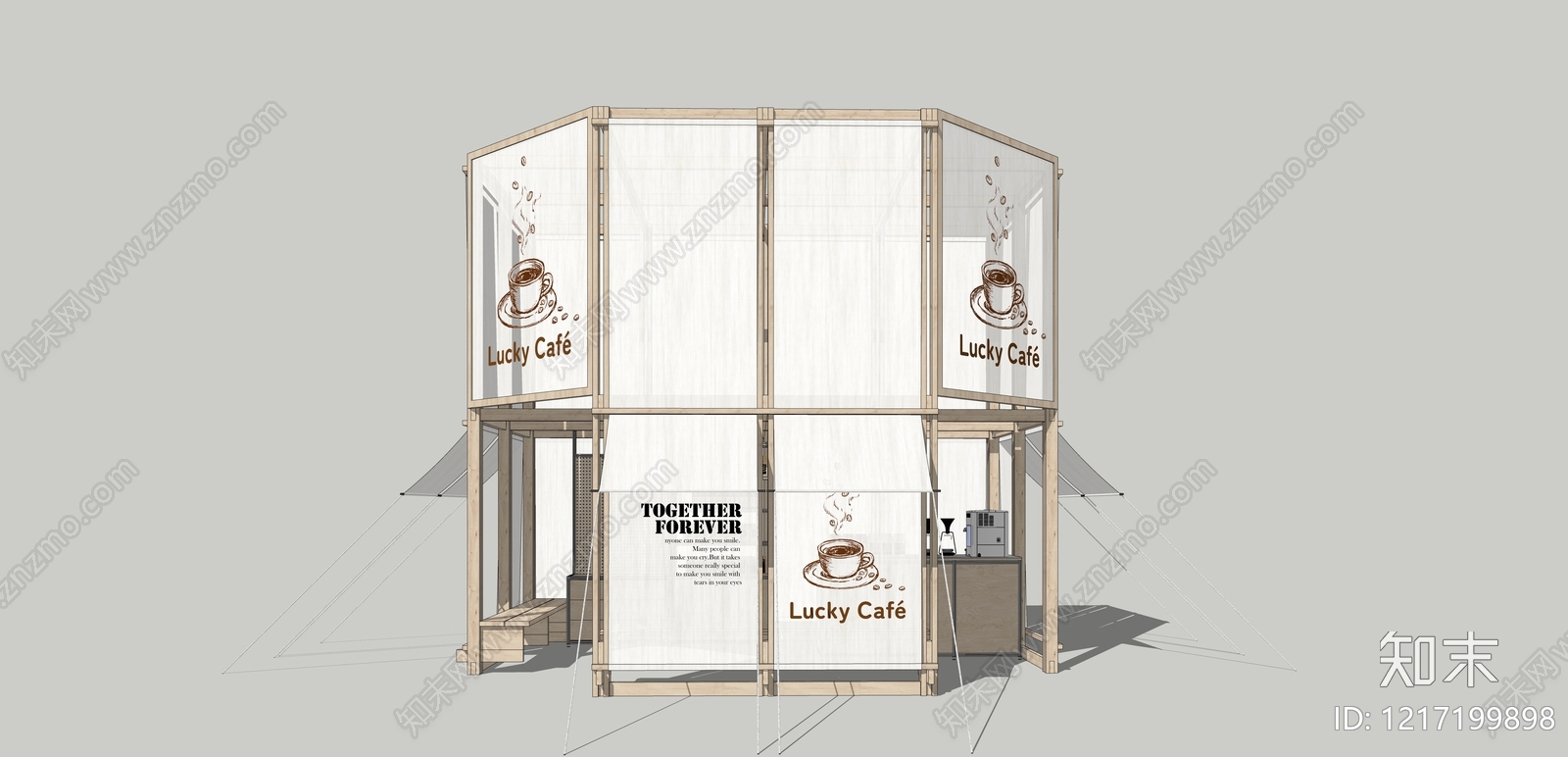 原木风食品展台SU模型下载【ID:1217199898】