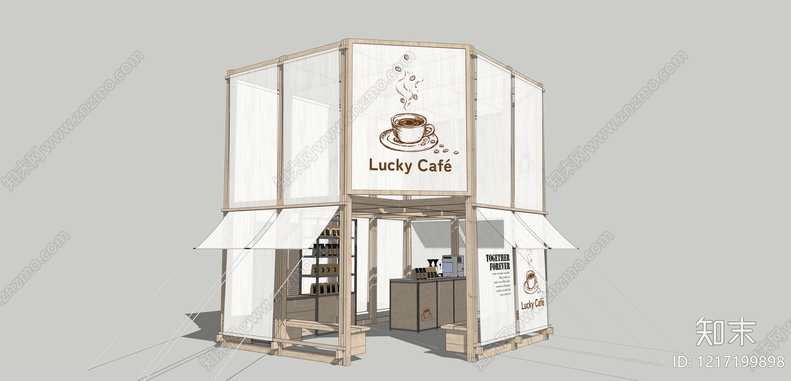 原木风食品展台SU模型下载【ID:1217199898】