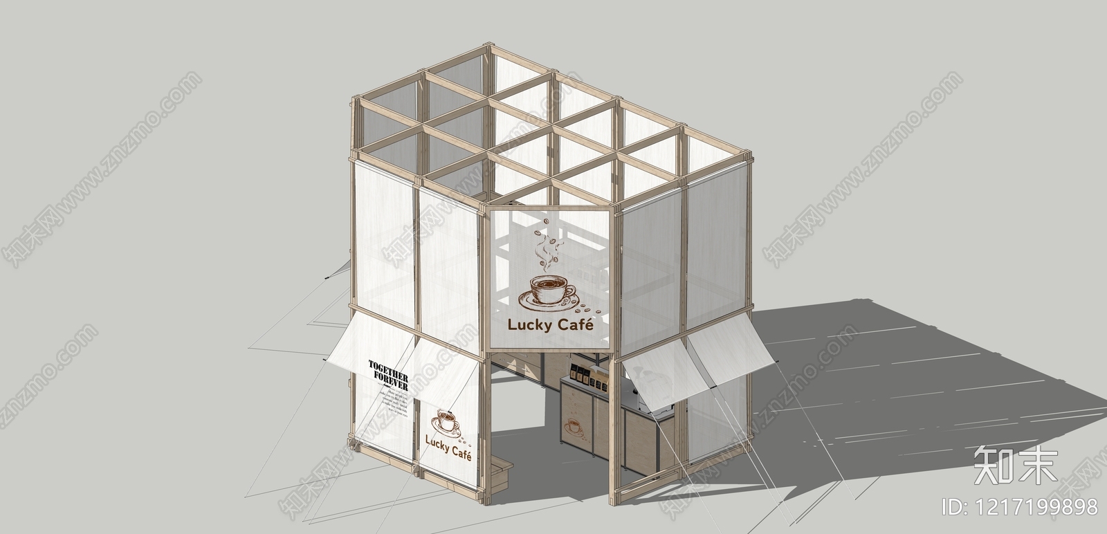 原木风食品展台SU模型下载【ID:1217199898】