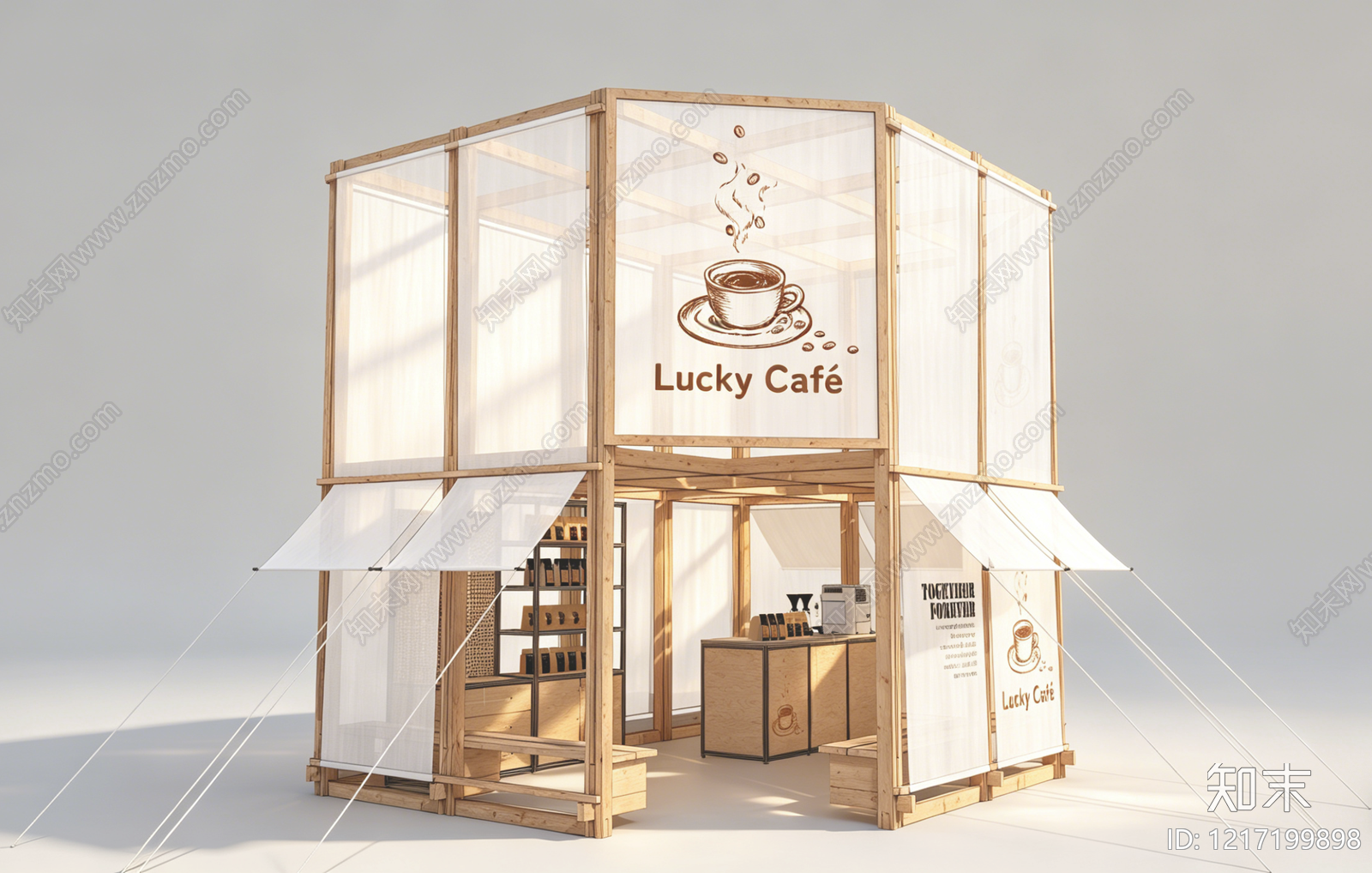 原木风食品展台SU模型下载【ID:1217199898】