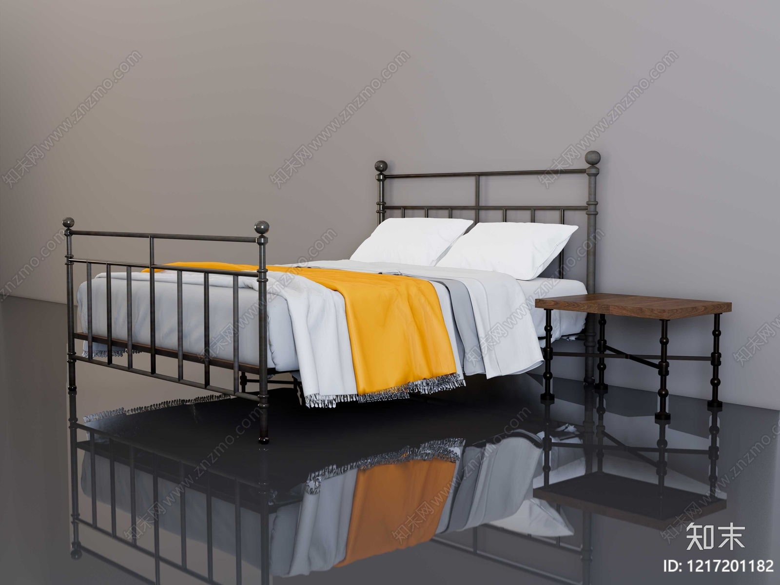 中古风双人床SU模型下载【ID:1217201182】